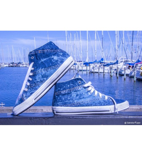 Handmade sneakers blue denim 