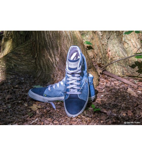  Handmade sneaker blue leather color.