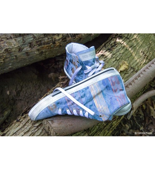 Handmade sneakers sea color and denim toe
